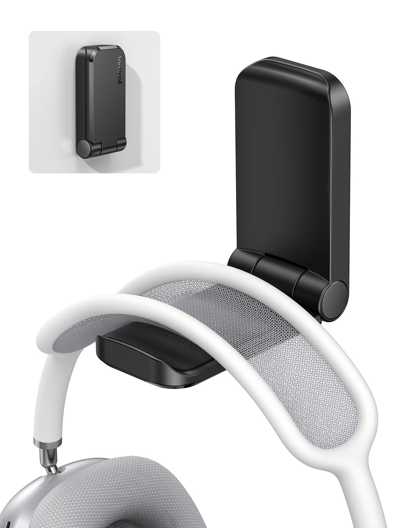 Lamicall Headphone Stand, Sticky Headset Hanger - Adhesive Headphone Holder Hook Mount, Headset Stand Holder Clip Under Desk, Earphone Clamp for Airpods Max, HyperX, Sennheiser, Black - Product Image