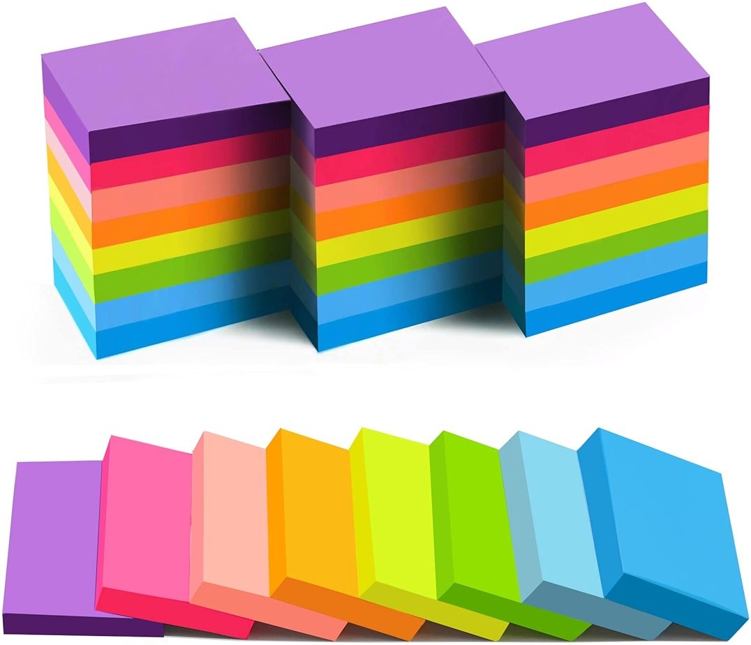 (24 Pads) Sticky Notes 1.5x2 in, 8 Colors Post Self Sticky Notes Pad Its, Bright Post Stickies Colorful Sticky Notes for Office, Home, School, Meeting, 75 Sheets/pad - Product Image