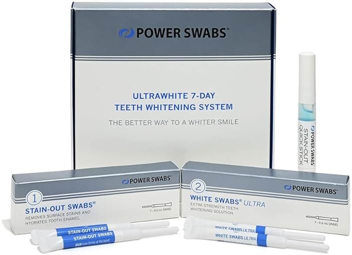 Power Swabs - 7 Day Professional Teeth Whitening Kit - for at Home Use - Easy 5 Minute Teeth Whitening - Dentist Formulated Teeth Whitening Swabs to Remove Stains - Product Image