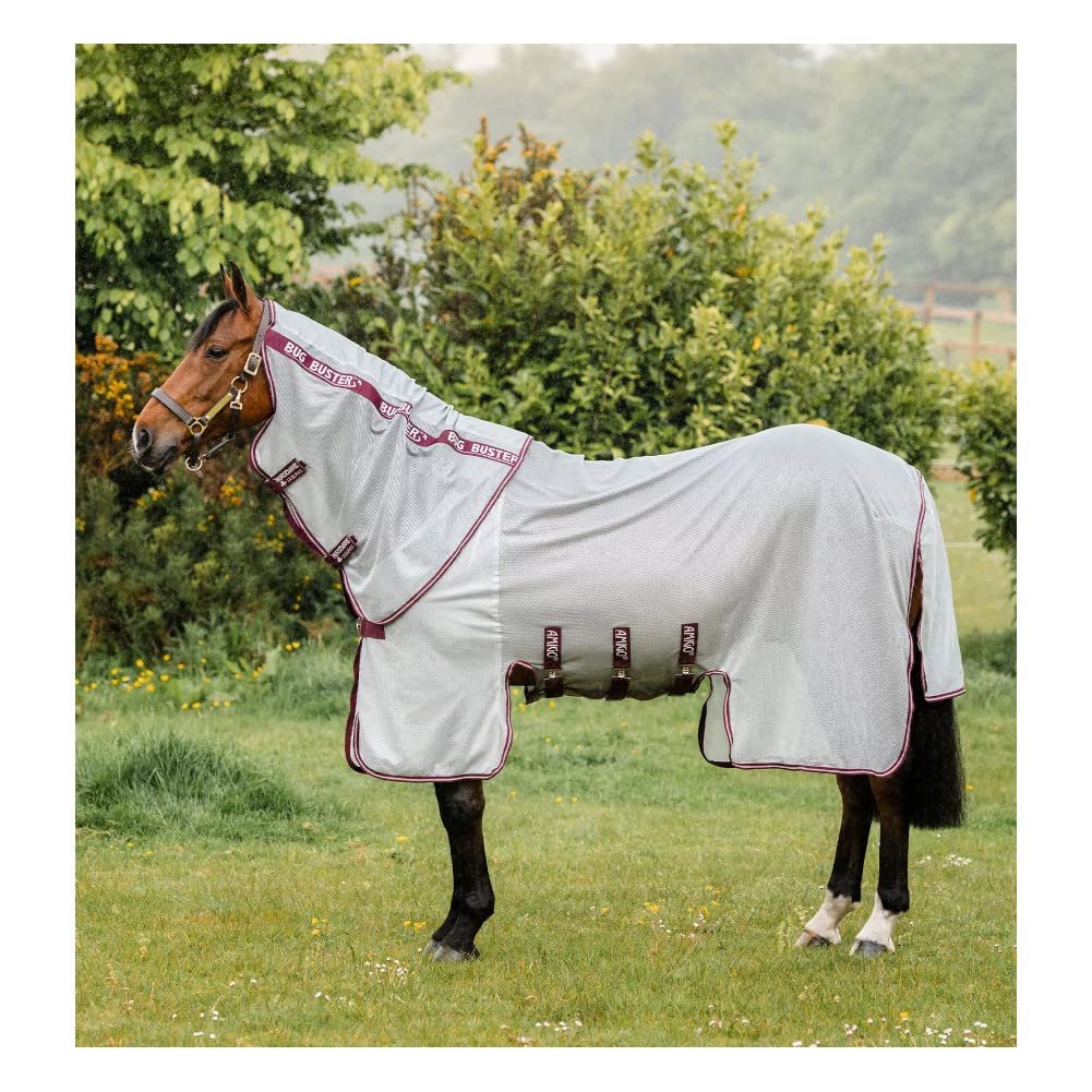 Horseware Ireland Amigo Bug Buster Vamoose NFZ, Color: Silver/Burgundy, Size: 84 (AFRR3V-IQWQ-84) - Product Image
