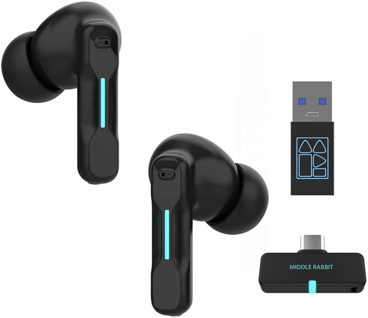 FEDIKER SW4 Pro Wireless Earbuds for PC/Computer/Laptop/Mobile - Dongle & Bluetooth - 20ms Low Latency - 4 Mics – Gaming - Work Headset/Headphones for Office - Product Image