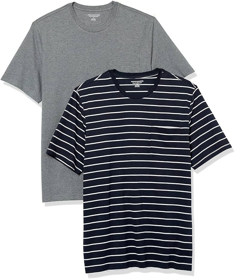 Amazon Essentials Men's Short-Sleeve Crewneck Pocket T-Shirts, Pack of 2 - Product Image