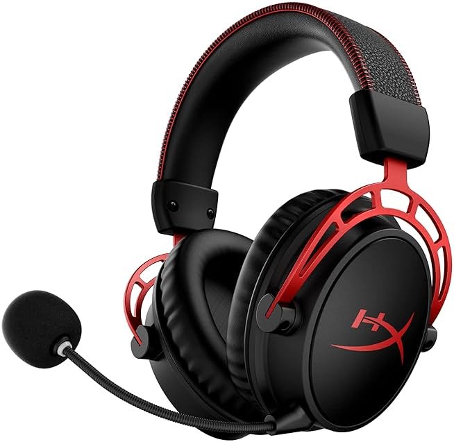 HyperX Cloud Alpha Wireless - Gaming Headset for PC, 300-hour battery life, DTS Headphone:X Spatial Audio, Memory foam, Dual Chamber Drivers, Noise-canceling mic, Durable aluminum frame,Red - Product Image