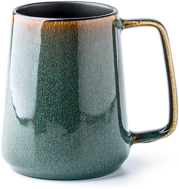 Ceraozmus Large Ceramics Coffee Mugs,24 oz,Large Handle Design,Extra Large Tea and Coffee Cup for Office and Home，Microwave and Dishwasher Safe(Color:24 oz green) - Product Image