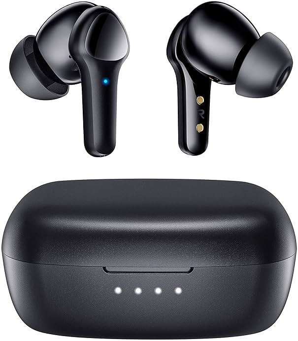 Wireless Earbuds,Bluetooth 5.3 Ear buds Immersive Sound Hi-Fi Stereo IPX8 Waterproof Headsets Premium Deep Bass Headphones with 4 Mics Call Noise Cancelling Earphones for iOS,Android,Workout - Black - Product Image