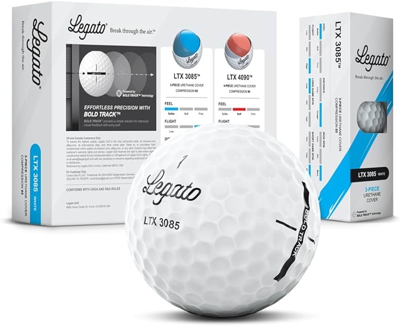 Legato Golf Balls LTX3085 | Maximized Distance with Soft Feel | 3 Piece | Urethane Cover | 85 Compression - Product Image