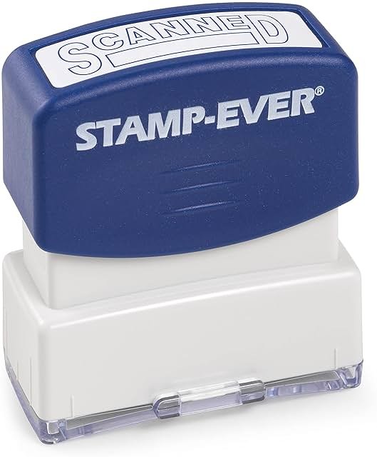 Stamp-Ever Pre-Inked Message Stamp – Scanned, Blue Ink – Impression Size: 9/16" x 1-11/16" - Product Image