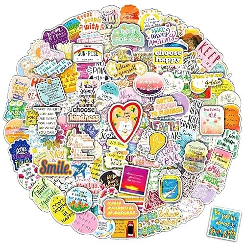 300PCS Motivational Sticker, Inspirational Words Stickers for Teens Adults Students Teacher Employees Vinyl Encouraging Positive Affirmation Stickers for Water Bottles Laptop Decals Scrapbook Journal - Product Image