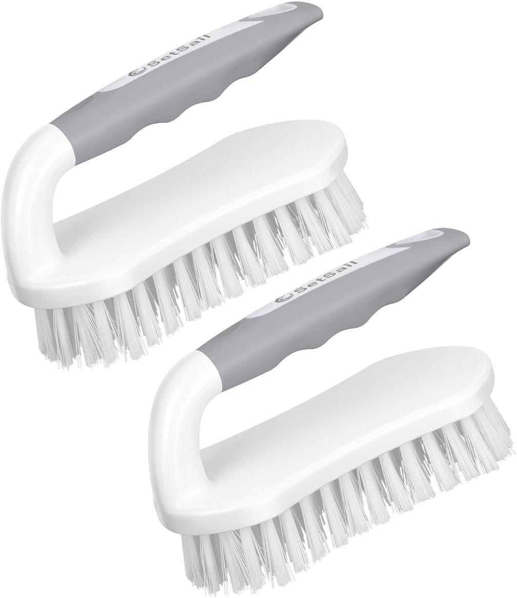 SetSail Scrub Brush, Heavy-Duty Scrub Brushes for Cleaning with Stiff Bristles Cleaning Brush for Shower, Bathroom, Carpet, Kitchen and Bathtub Scrubber - 2 Pack - Product Image