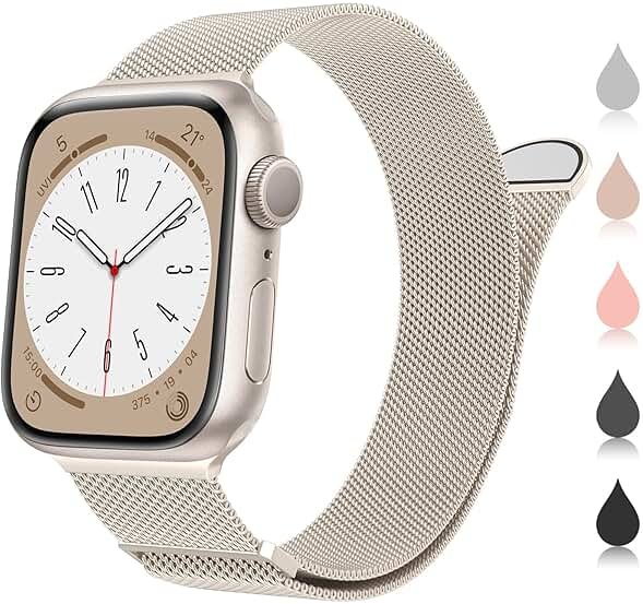 MARGE PLUS Compatible with Apple Watch Band 38mm 40mm 41mm 42mm 44mm 45mm 46mm 49mm Women Men, Stainless Steel Mesh Loop Magnetic Clasp Replacement for iWatch Series 11 10 9 8 7 6 5 4 SE3 SE2 Ultra 3 - Product Image