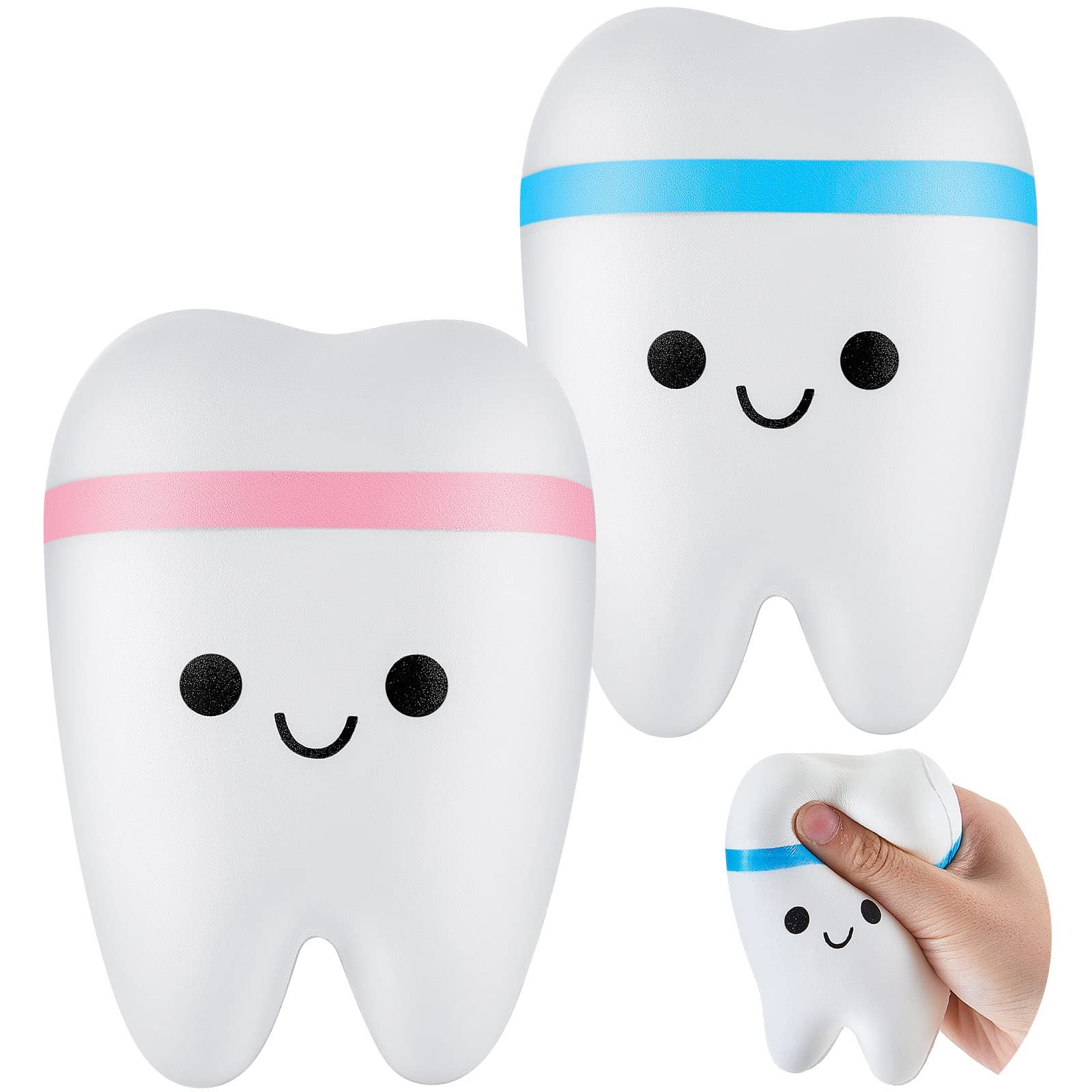 Hungdao 2 Pieces Jumbo Tooth Slow Rising Fake Tooth Anxiety Relieve Toy Dental Toys Dental Assistant Gifts for Stress Relief Teens, Adults(Classic) - Product Image