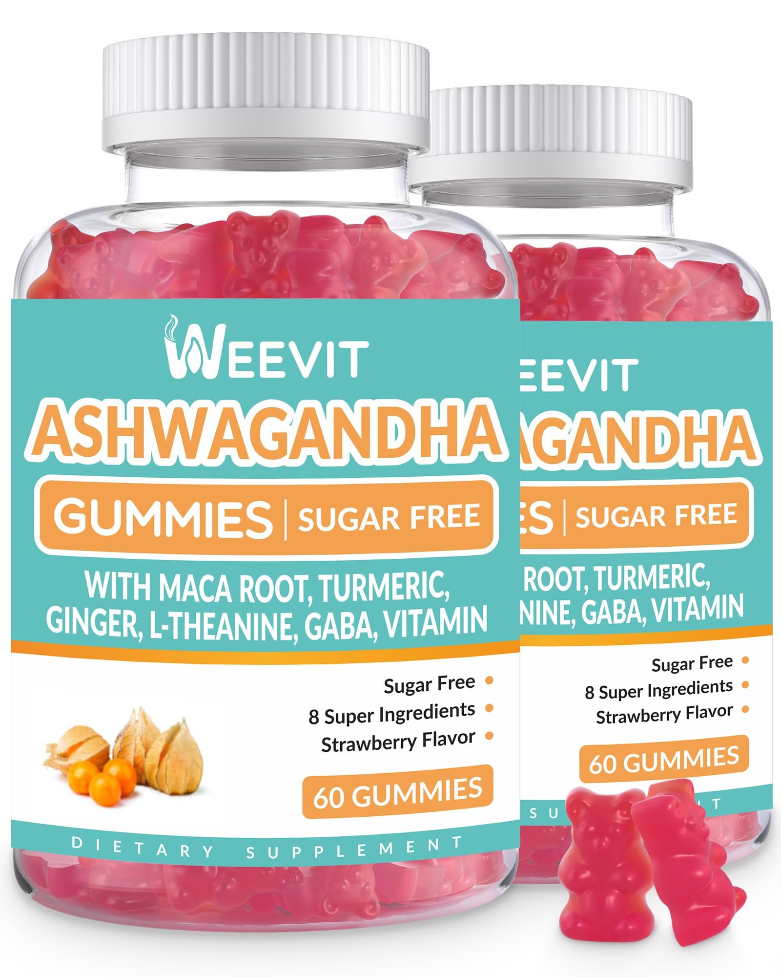WEEVIT Ashwagandha Gummies with Vitamin D for Women & Men, Ashwagandha Gummy with Maca Root Powder | Organic Ashwa Gummies for Boost Energy - Product Image