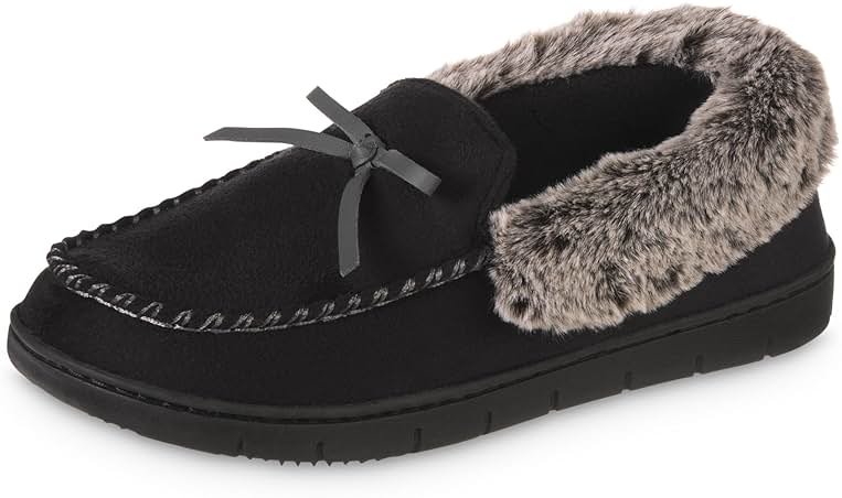 Isotoner Women's Microsuede Moccasin Slippers: Non-Slip, Indoor/Outdoor, Memory Foam, Machine Washable - Product Image