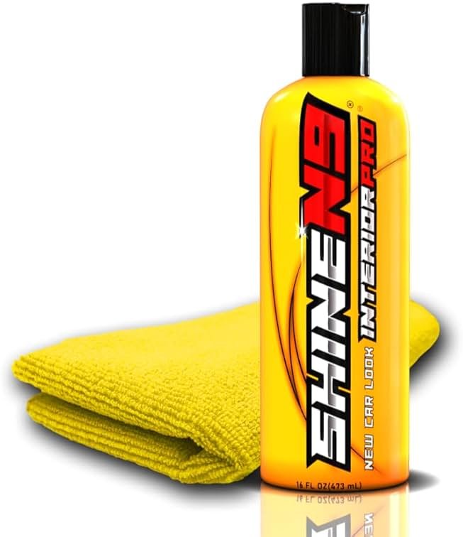 ShineN9 New Car Look Interior Pro – Professional Interior Auto Detailer and Protectant for Leather, Vinyl, Rubber, Plastic and More – Conditions and Restores – Includes 300 GSM Microfiber Applicator - Product Image