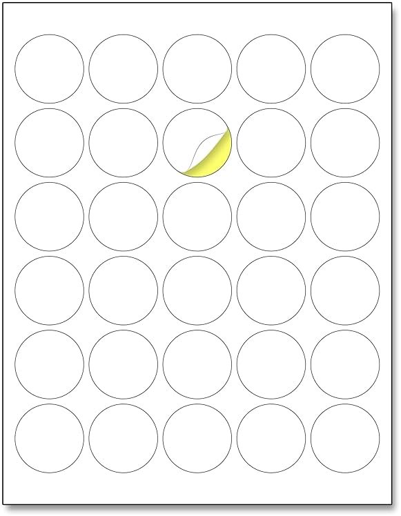 1.5" Round Matte White Sticker Label, Laser/Inkjet Printing - Letter Size, 200 Sheets - Product Image