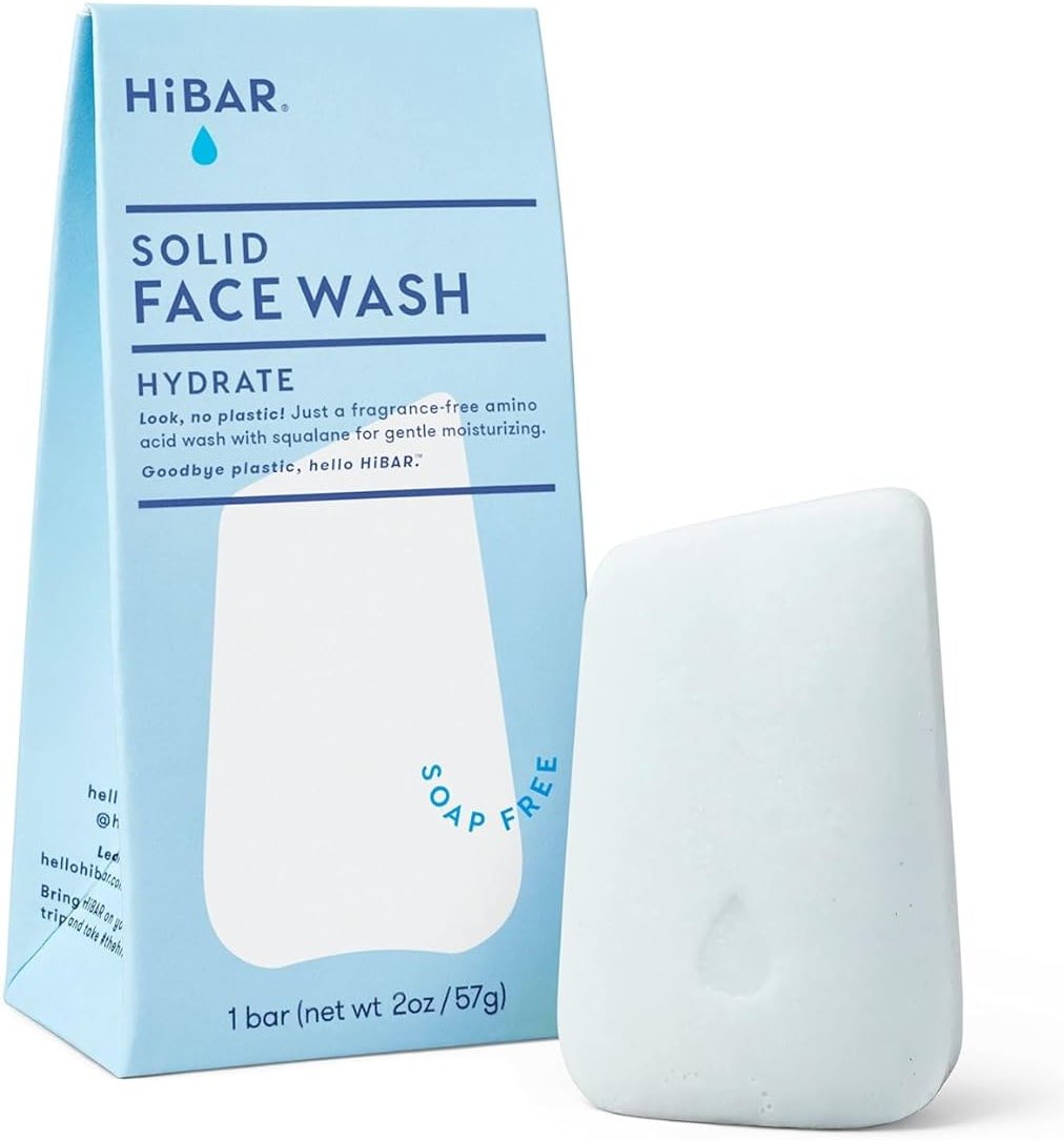 HIBAR - Hydrate Face Wash Bar - Solid Face Wash - Hydrating & Moisturizing - With 12 Unique Amino Acids - Safe For Daily Use & Sensitive Skin - Plastic, Paraben & Soap-Free - Vegan - 1 Bar - Product Image