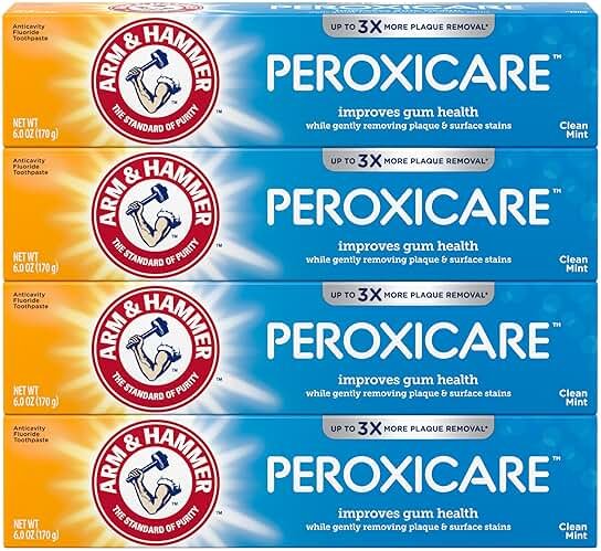 ARM & Hammer Peroxicare Toothpaste for Gum Health, Baking Soda Toothpaste, Clean Mint, 6.0 oz (Pack of 4 - Product Image