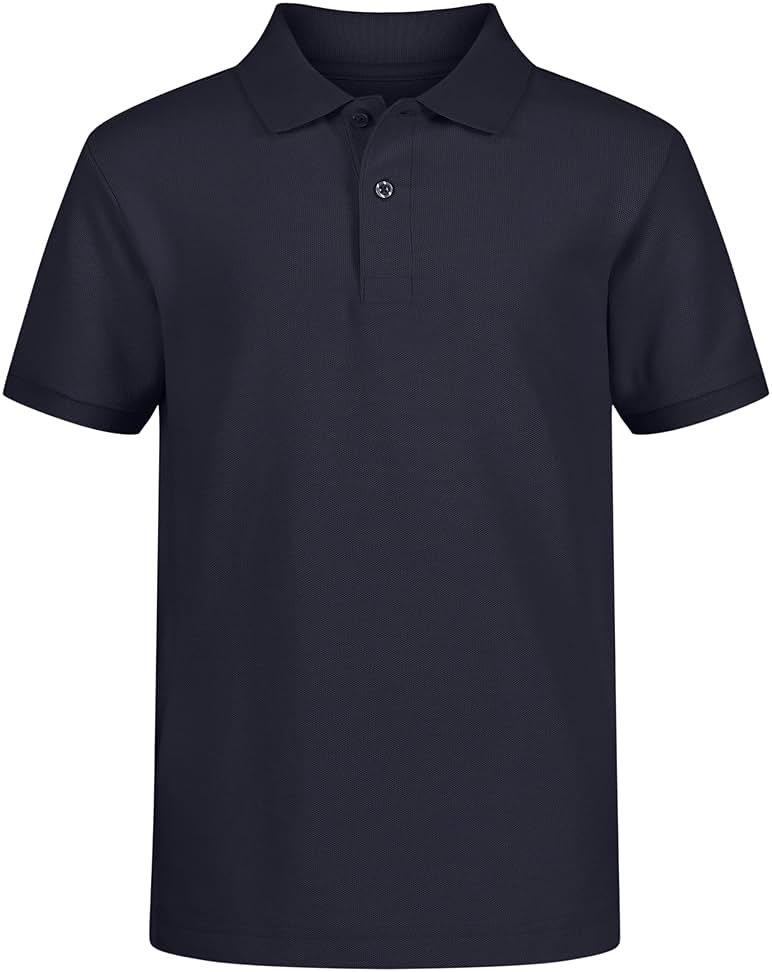 IZOD Boys' School Uniform Short Sleeve Polo Shirt, Button Closure, Comfortable & Soft Pique Fabric - Product Image