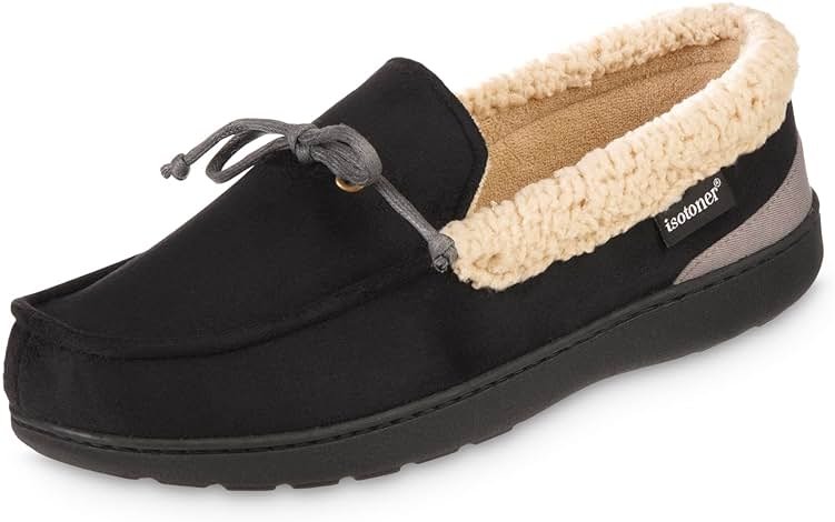 isotoner Men's Indoor/Outdoor Slip-on Vincent Microsuede Moccasin Slippers With Memory Foam Comfort - Product Image