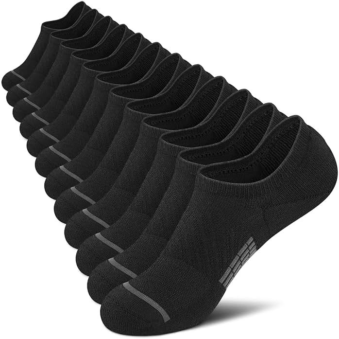 PAPLUS No Show Socks Men 6 Pairs, Non Slip Cushioned Athletic Low Cut Socks with Arch Support - Product Image