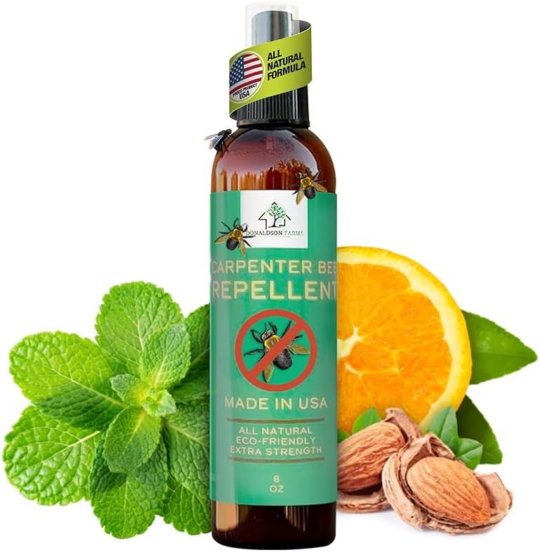 Donaldson Farms Carpenter Bee Repellent Spray – Nature-Derived, Eco-Friendly Protection for Decks, Fences & Outdoor Wood & Furniture from Bees with Citrus, Peppermint & Almond Oils, Made in USA – 8 oz - Product Image