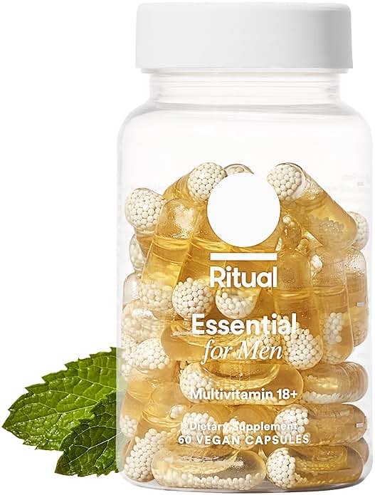 Ritual Men’s 18+ Daily Multivitamin - Key Essential Vitamins and Minerals to Support Energy, Muscle, Heart, Brain Health* - Including Zinc, D3, B12, A, K2 - Vegan - Mint - 60 Capsules - 30 Servings - Product Image