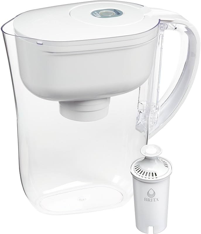 Brita Metro Small 6-Cup Water Filter Pitcher, WQA NSF/ANSI Certified, Mini-Fridge Friendly, Removes Chlorine Taste & Odor, Reduces Zinc, Copper & Mercury, 1 Standard Filter, Lasts 2 Months, White - Product Image