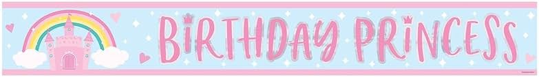 Princess Castle Foil Banner - 12' Foil (Pack Of 1) - Multicolor Birthday Princess Celebration Decor For Girl's Party - Product Image