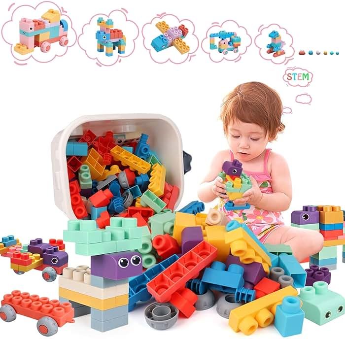 78 Pcs Top STEM Soft Building Block Sets for Kids Aged 18 months to 6 years.Mega Blocks for Baby.Large Construction Stacking Block Toys for Toddler to Improve Imagination、Creativity、Hands-on Ability - Product Image