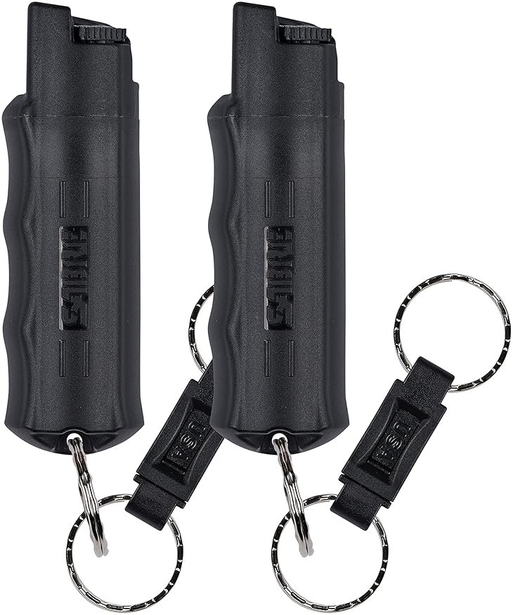 SABRE 3‑in‑1 Defense Pepper Spray with Tear Gas & UV Marking Dye - Twist-Lock Safety, Quick-Release Keychain, Maximum Strength OC for Self Defense, 14-ft Range, 10 Second Spray Time, 0.54 fl oz - Product Image