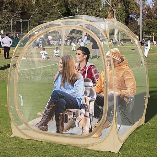 EighteenTek® Pop Up Weather Pod, Sport Pod with Attached Floor, 360° Clear View, UPF 50+ UV Protection, Waterproof All-Weather Instant Shelter for 1-4 Person, Sports Camping Fishing Tailgating - Product Image