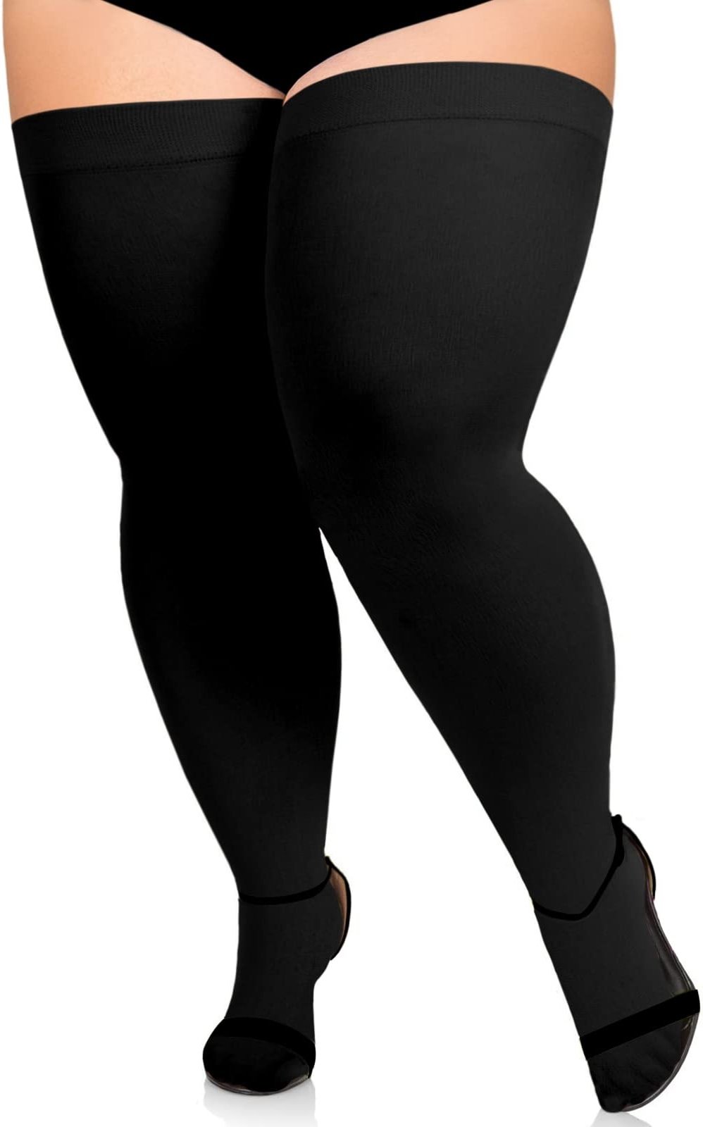 Moon Wood Plus Size Thigh High Stockings for Thick Thighs- Extra Long Womens Opaque Over Knee High Stockings for Wide Thigh - Product Image