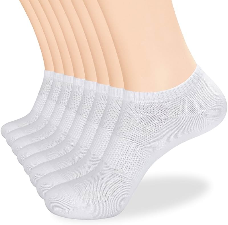 inhees Women's Ankle Cotton Socks - 8/12 Pairs Low Cut Athletic Running Thin No Show White socks - Product Image