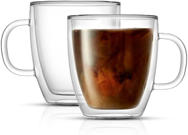 JoyJolt Savor Double Wall Insulated Glasses - Coffee Mugs (Set of 2) - 13.5-Ounces - Product Image