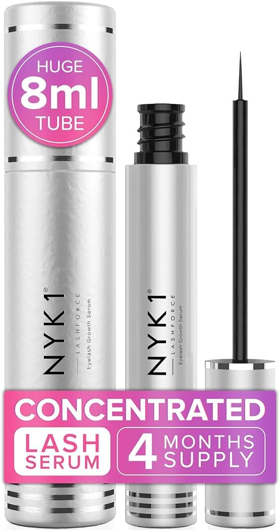 NYK1 CONCENTRATED Lash Serum For Eyelash Growth (XL - 8ml) LashForce Eyelash Serum To Grow Lashes Longer And Thicker - Eye Lash Enhancing Formula With Easy Application And Long Lasting Results - Product Image
