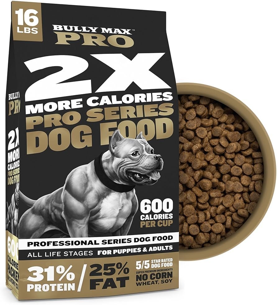 Bully Max Pro 2X High Calorie & High Protein Dry Dog Food for Puppy & Adult Dogs - Healthy Weight Gain & Muscle Building for Small & Large Breeds - Slow-Cooked, 600 Calories/Cup, Chicken Flavor, 16lb. - Product Image