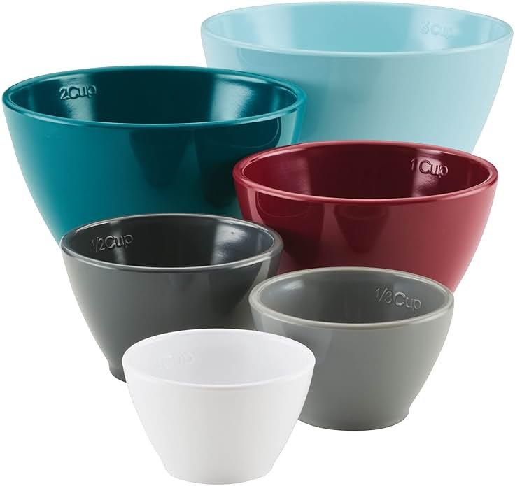 Rachael Ray Tools and Gadgets Nesting/Stackable Measuring Cups Set, 6 Piece - Assorted Colors - Product Image