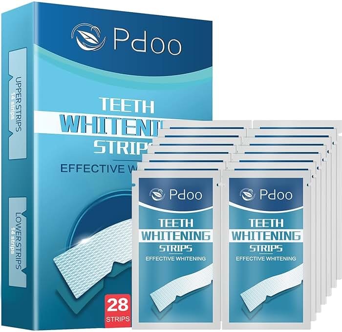 Teeth Whitening Strip 14 Treatments - Whitening Strips for Sensitive People, Fast Remove Smoking, Coffee, Wine Stains, Teeth Brightening Kit Pack of 28 Non-Slip Strips - Product Image
