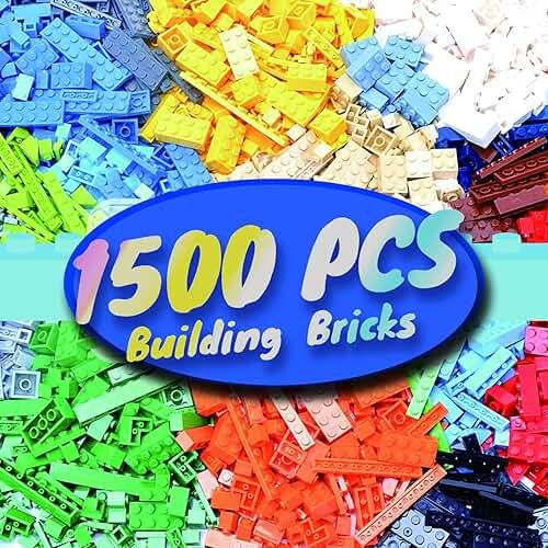 HUIZDQ 1500 Pieces Building Bricks, Classic Bulk Small Blocks, Classic Bricks Set Basic Building Blocks Compatible with All Major Brands - Product Image