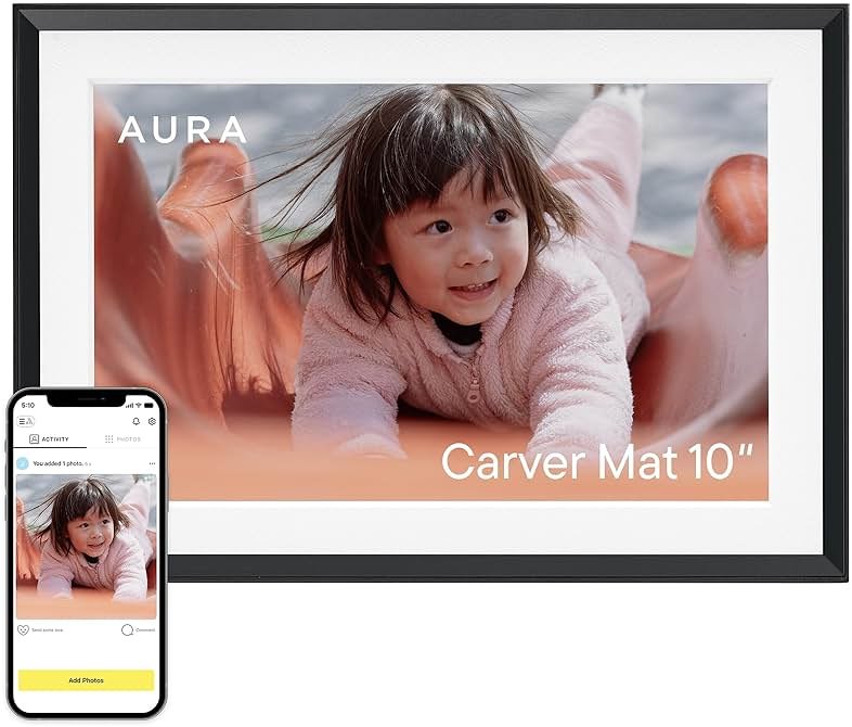 Aura Carver 10" HD WiFi Digital Picture Frame – Free Unlimited Cloud Storage – Send Photos from Phone – No Subscription – Auto On/Off – Gift for Parents & Grandparents – Quick 1 Minute Setup - Product Image