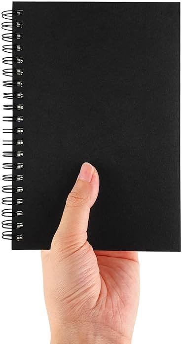 DSTELIN Blank Spiral Notebook, 1-Pack, Soft Cover, Sketch book, 100 Pages / 50 Sheets, 7.5 inch x 5.1 inch (Black) - Product Image