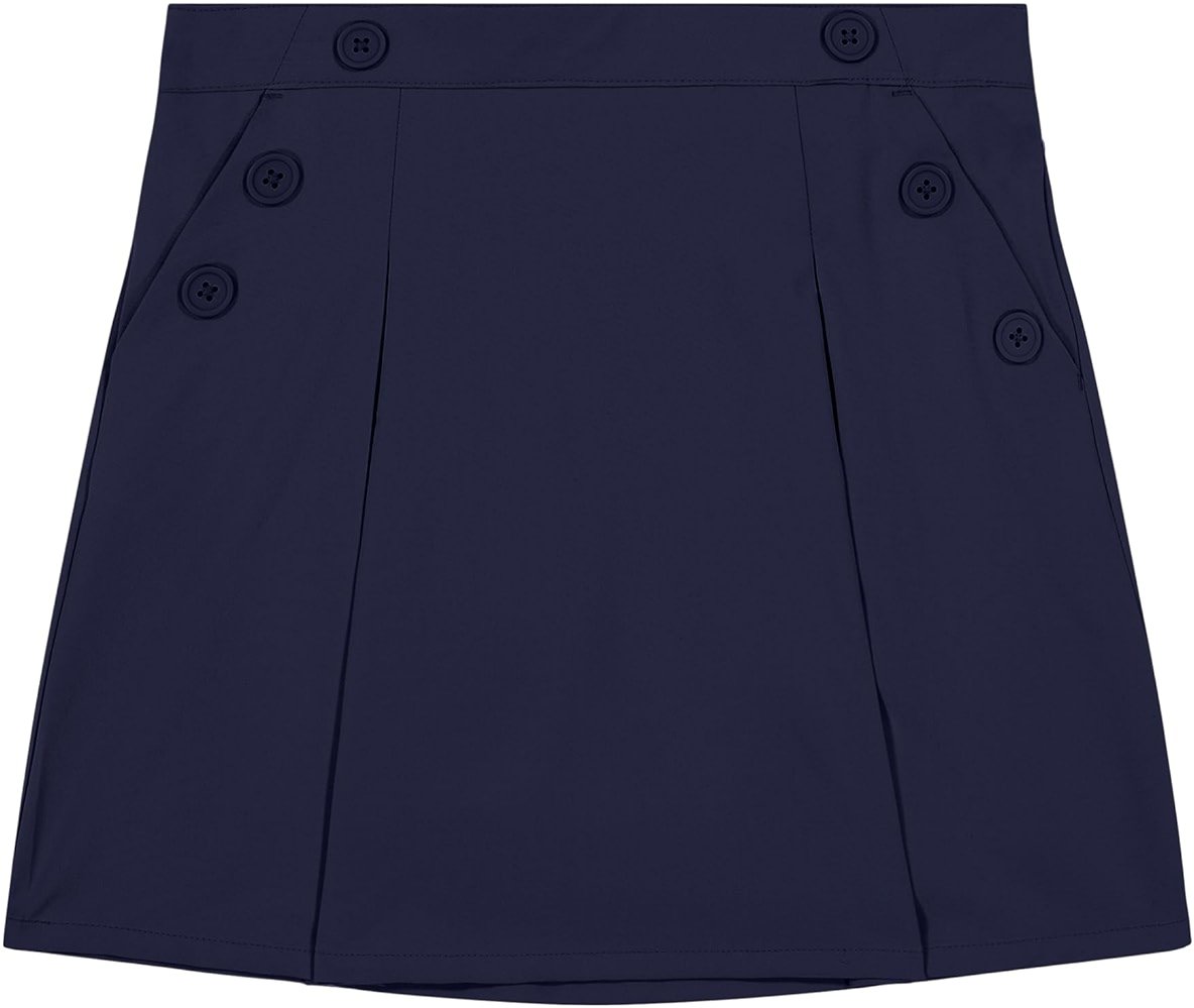 Nautica Girls' School Uniform Pull-on Scooter Skirt With Undershorts, Poplin Style With Button Pockets - Product Image