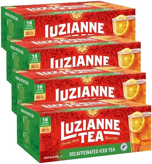 Luzianne Unsweetened Decaffeinated Iced Tea Bags, Gallon Size, 18ct Box, (Pack of 4) - Product Image