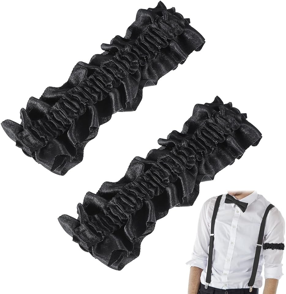 Jadive 2 Pcs Roaring 20s Armband Garter for Men Sleeve Shirt Costume Anti Slip Arm Holder Garter Belt for 1920s Party - Product Image