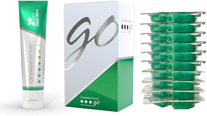 Opalescence GO Teeth Whitening Prefilled Trays with Toothpaste Bundle (10 Trearments) 15% Hydrogen Peroxide Gel Plus Opalescence Whitening Toothpaste 4.7 Onz - Original Mint Flavor 5194-5166 - Product Image