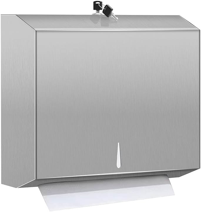 Comercial Paper Towel Dispenser Wall Mount, Stainless Steel Hand Towel Dispenser with Lock, Trifold/C Fold Paper Towel Holder for Bathroom Kitchen Office Public Places, Large Capacity Tissue Holder - Product Image