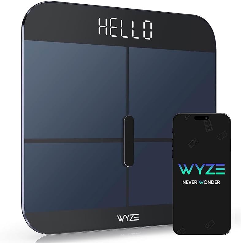 Wyze Smart Scale X - Digital Bathroom Scale for Body Weight, BMI, Body Fat, Muscle Mass, Heart Rate Monitor | Sync with Health Apps | for People, Baby & Pet, 400 lbs (Black) - Product Image