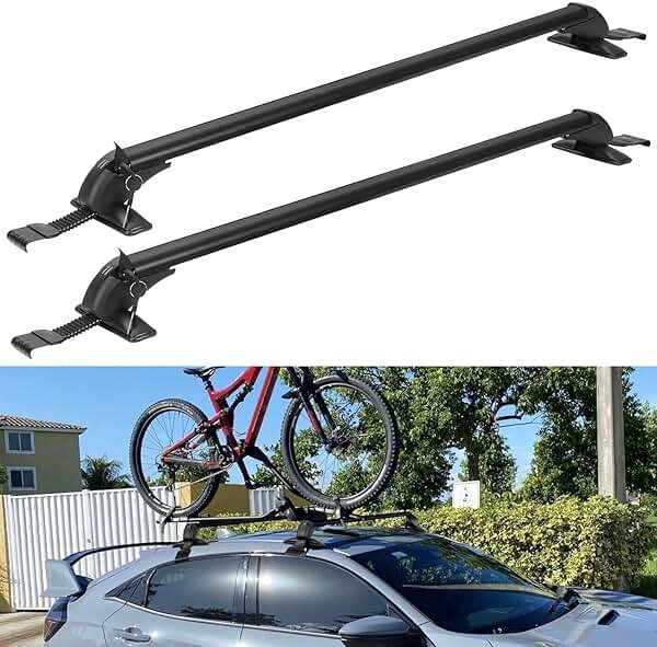 Adjustable Car Roof Rack Cross Bars with Anti-Theft Lock, Heavy-Duty Aluminum Roof Rail for Bike, Kayak, Cargo, Luggage – Fits Vehicles with Rain Gutter Spacing 42.91in-44.88in (2PCS) - Product Image