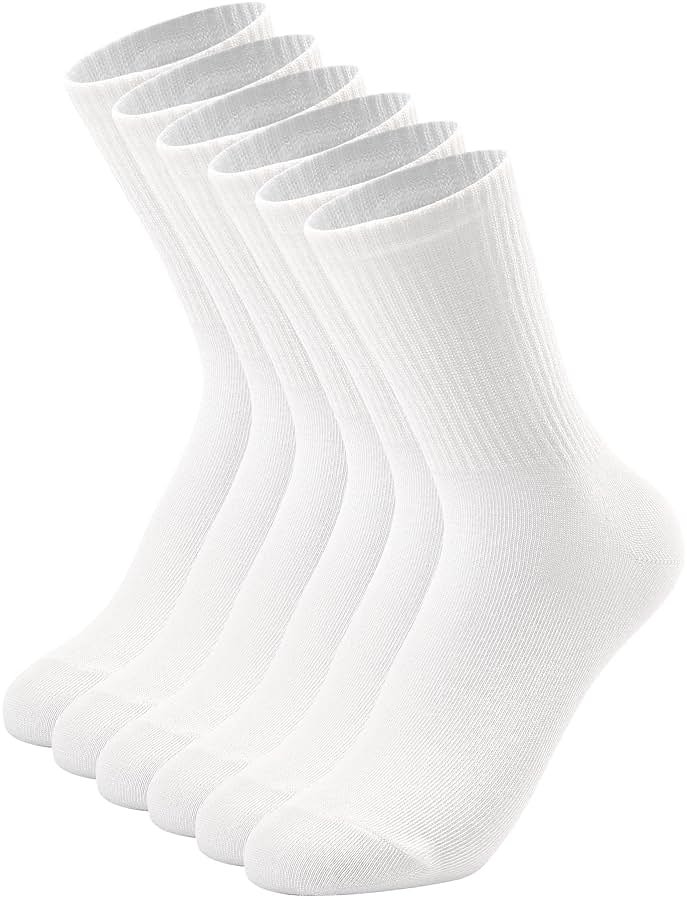 DOKUTOKU 3-12 Pack Womens Crew Socks Size 6-9 Light Weight Thin Casual Calf Socks - Product Image