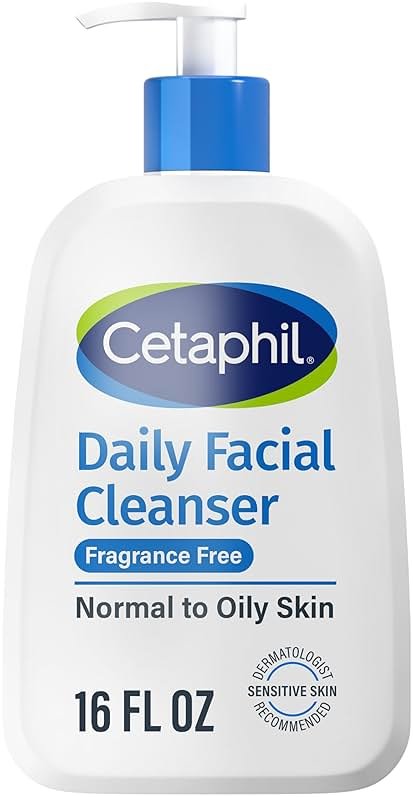 Cetaphil Face Wash, Daily Facial Cleanser for Sensitive, Combination to Oily Skin, 16 Oz, Fragrance Free, Gentle Foaming, Soap Free, Hypoallergenic - Product Image